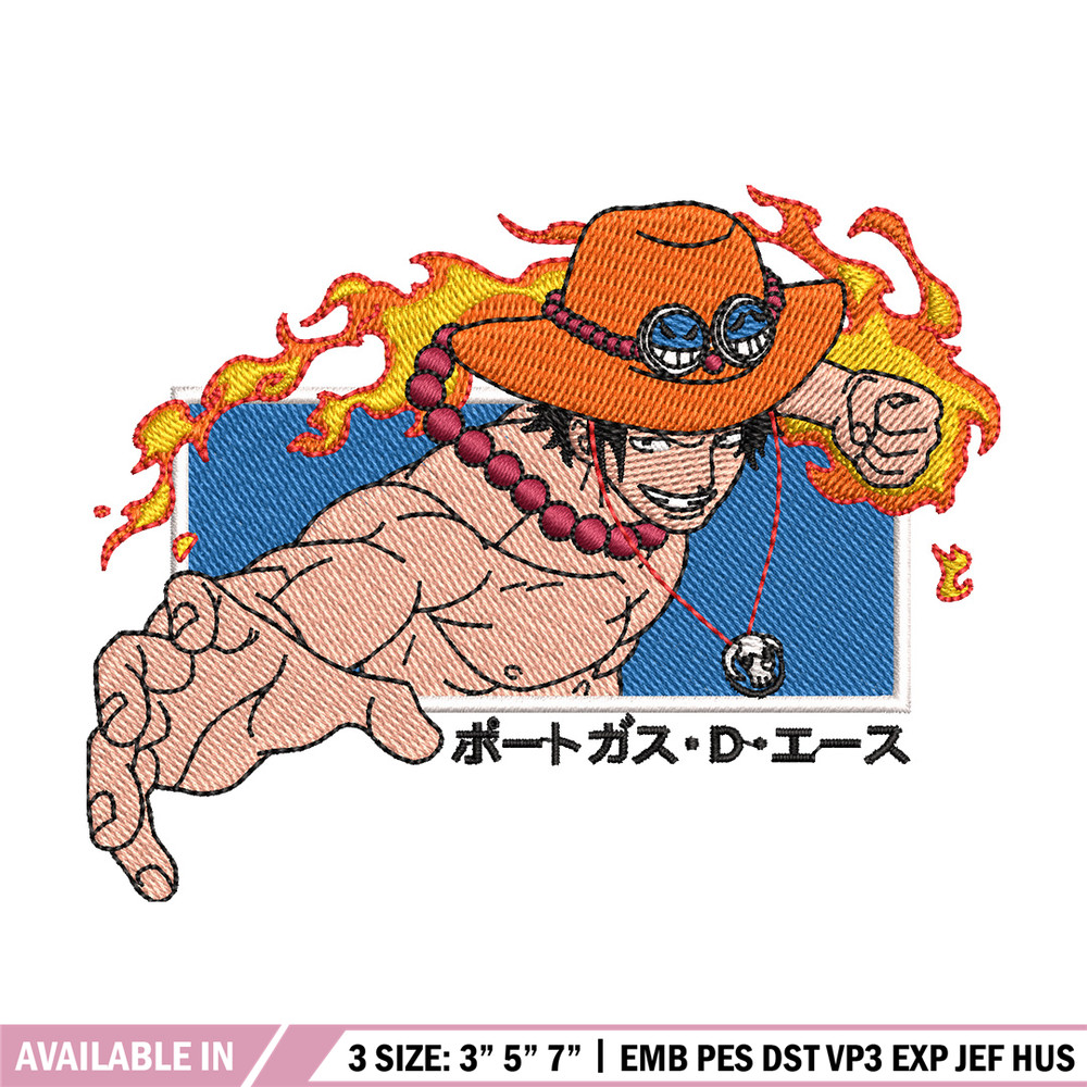 Ace punch embroidery design, One piece embroidery, Anime design, Embroidery shirt, Embroidery file, Digital download 1.jpg