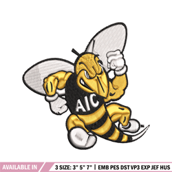 aic yellow jackets embroidery design, aic yellow jackets embroidery, logo sport, sport embroidery, ncaa embroidery