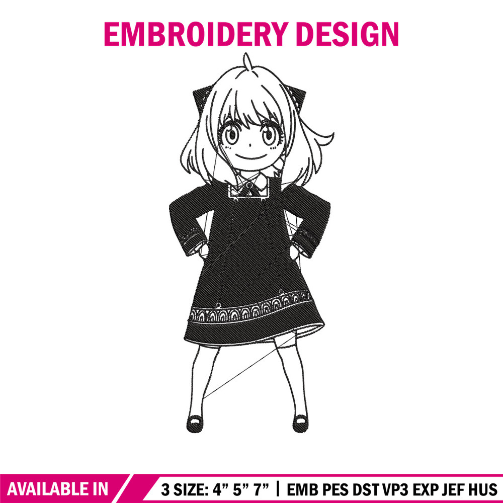 Anya Forger Embroidery Design, Spy x family Embroidery, Embroidery File, Anime Embroidery, Anime shirt, Digital download.jpg