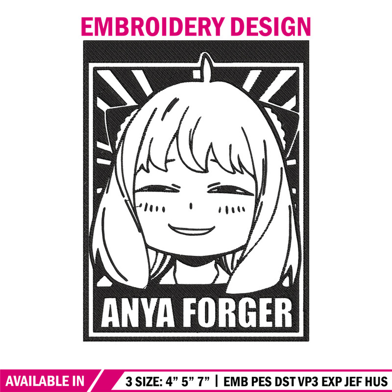 Anya poster Embroidery Design, Spy x family Embroidery, Embroidery File, Anime Embroidery, Anime shirt,Digital download.jpg