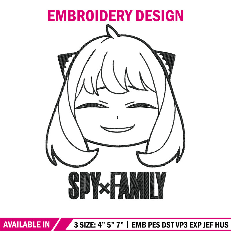 Anya smile Embroidery Design, Spy x family Embroidery, Embroidery File, Anime Embroidery, Anime shirt,Digital download.jpg