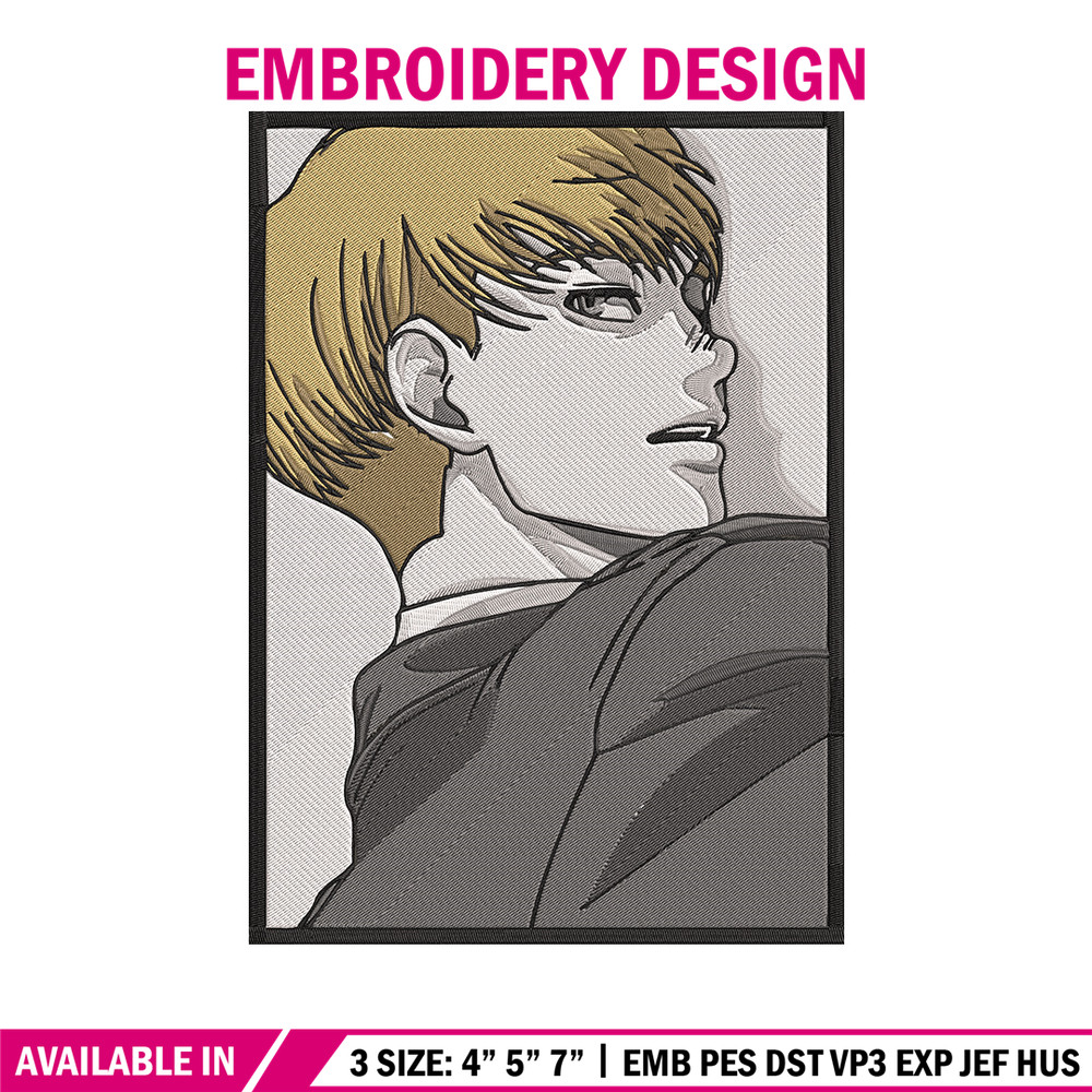 Armin poster Embroidery Design, Aot Embroidery, Embroidery File, Anime Embroidery, Anime shirt, Digital download.jpg