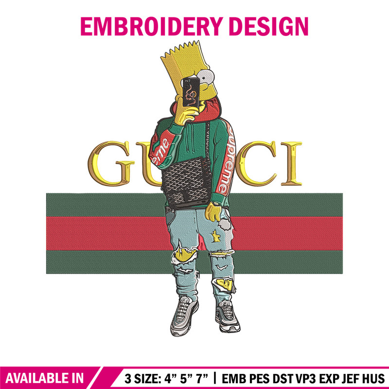 Bart Simpson Embroidery Design, Simpson Embroidery, Embroidery File, Anime Embroidery, Gucci shirt, Digital download.jpg