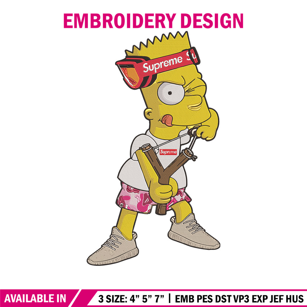 Bart x supreme Embroidery Design, Supreme Embroidery, Embroidery File, Anime Embroidery, Simpson shirt, Digital download.jpg