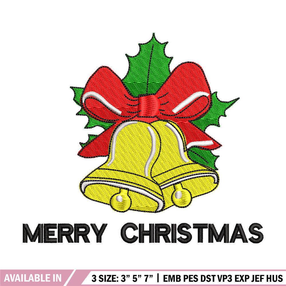Bells chrismas embroidery design, Chrismas embroidery, Emb design, Embroidery shirt, Embroidery file, Digital download 1.jpg