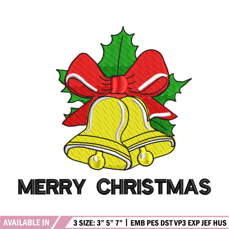 Bells chrismas embroidery design, Chrismas embroidery, Emb design, Embroidery shirt, Embroidery file, Digital download 1.jpg