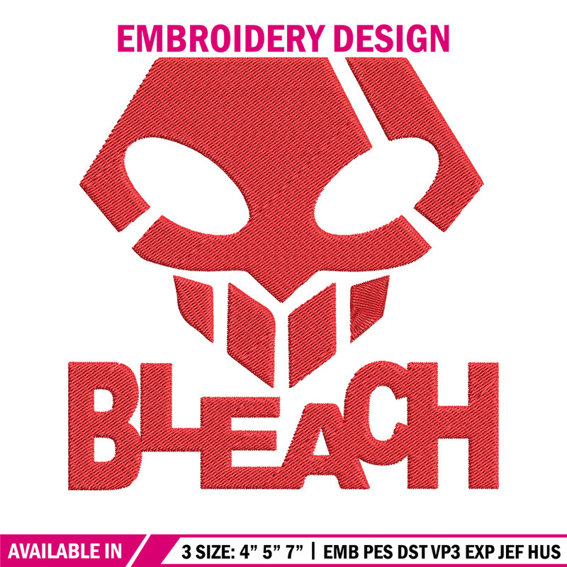 Bleach logo Embroidery Design, Bleach Embroidery, Embroidery File, Anime Embroidery, Anime shirt, Digital download.jpg