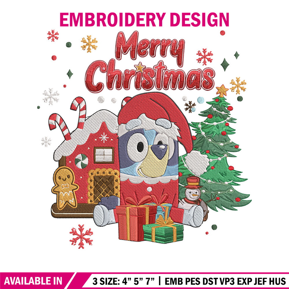 Bluey merry chrismas Embroidery Design,Bluey Embroidery, Embroidery File, Chrismas Embroidery, Digital download.jpg