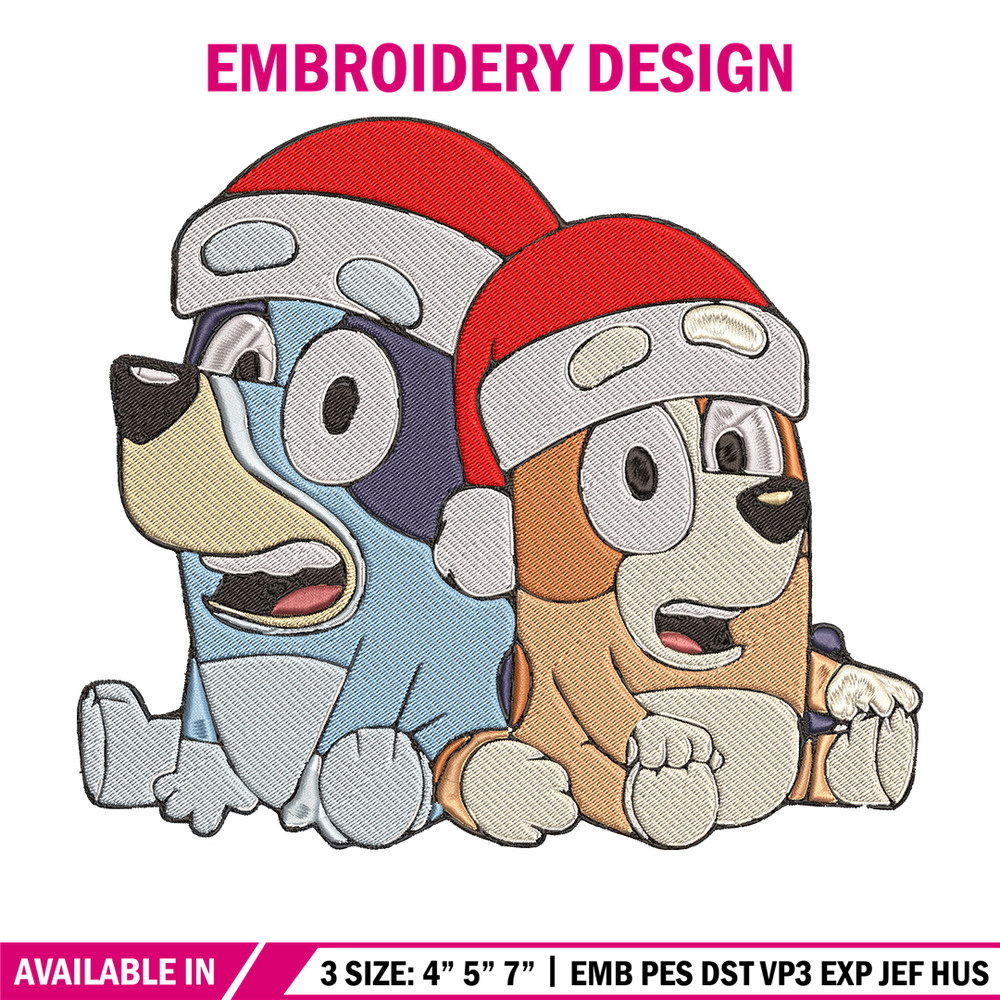 Bluey x Bingo Embroidery Design, Bluey Embroidery, Embroidery File, Chrismas Embroidery, Anime shirt, Digital download.jpg