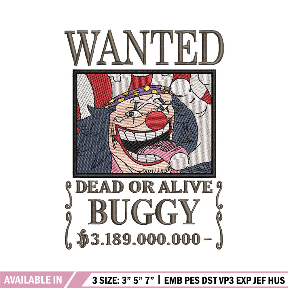 Bounty buggy embroidery design, One piece embroidery, Anime design, Embroidery shirt, Embroidery file,Digital download 1.jpg