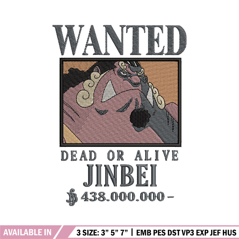 Bounty jinbei embroidery design, One piece embroidery, Anime design, Embroidery shirt, Embroidery file,Digital download..jpg