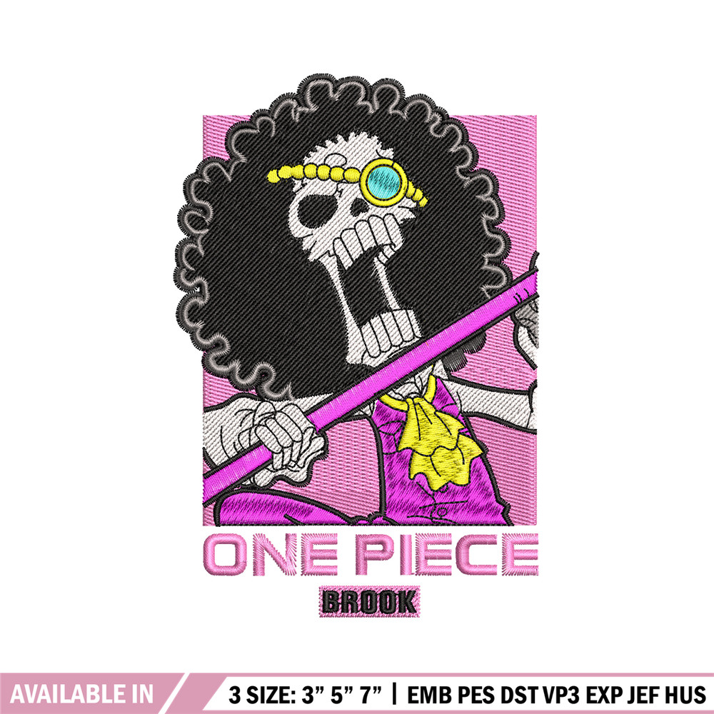 Brook embroidery design, One Piece embroidery, embroidery file, anime design, logo design, anime shirt, Digital download 1.jpg