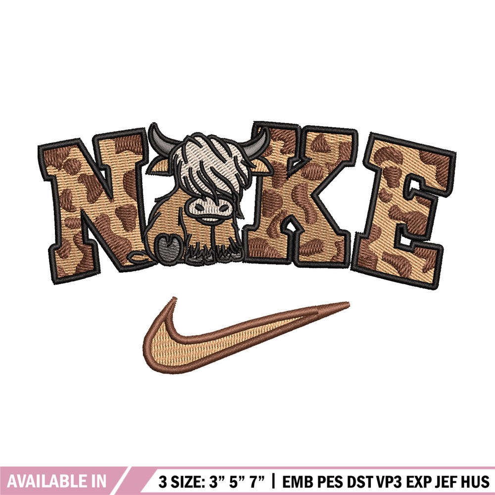 Brown cow x nike embroidery design, Nike embroidery, Embroidery file, Embroidery shirt, Nike design, Digital download.jpg