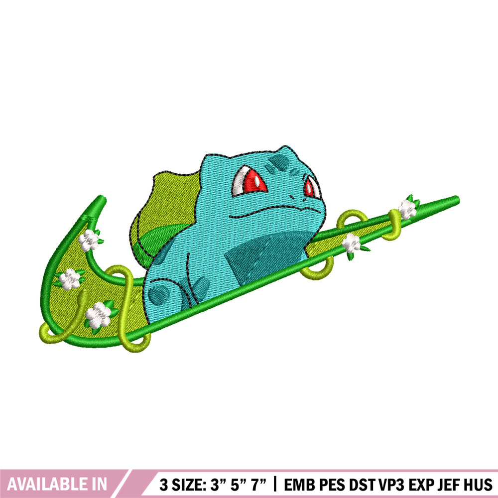 Bubasaur nike embroidery design, Pokemon embroidery, nike design, anime design, anime shirt, Digital download 1.jpg