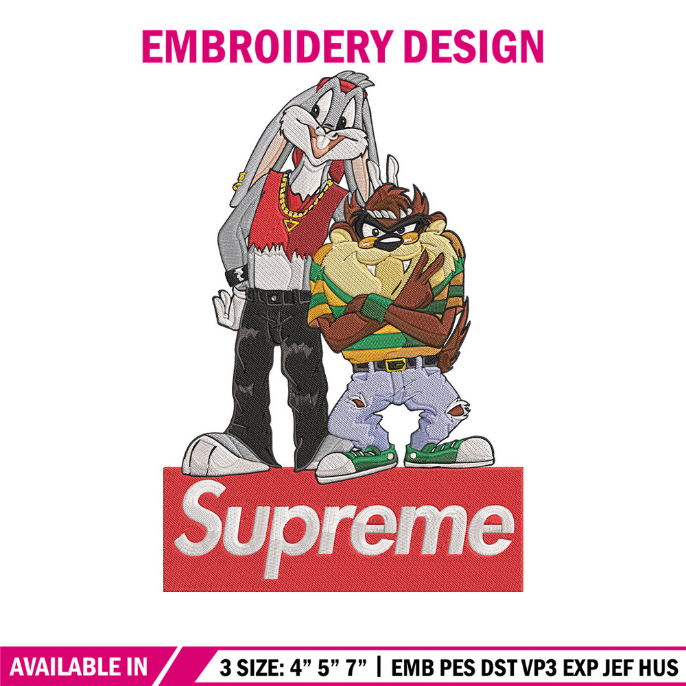 Bunny Taz Embroidery Design, Bunny Taz Embroidery, Embroidery File, Anime Embroidery, Supreme shirt, Digital download.jpg
