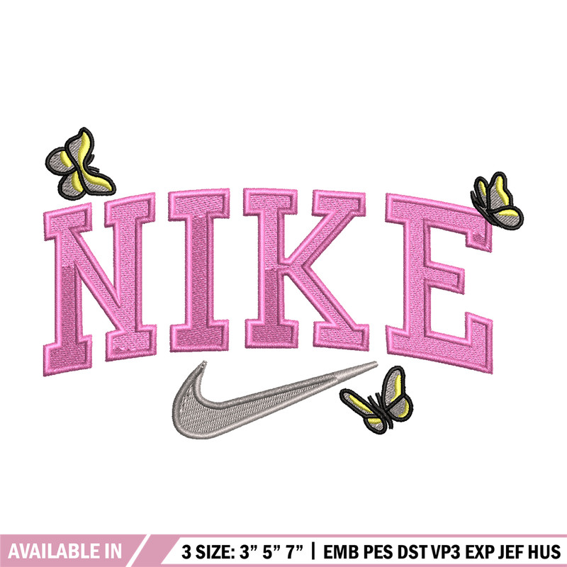 Butterfly Nike embroidery design, Butterfly embroidery, Nike design, logo shirt, Embroidery shirt, Digital download. 1.jpg