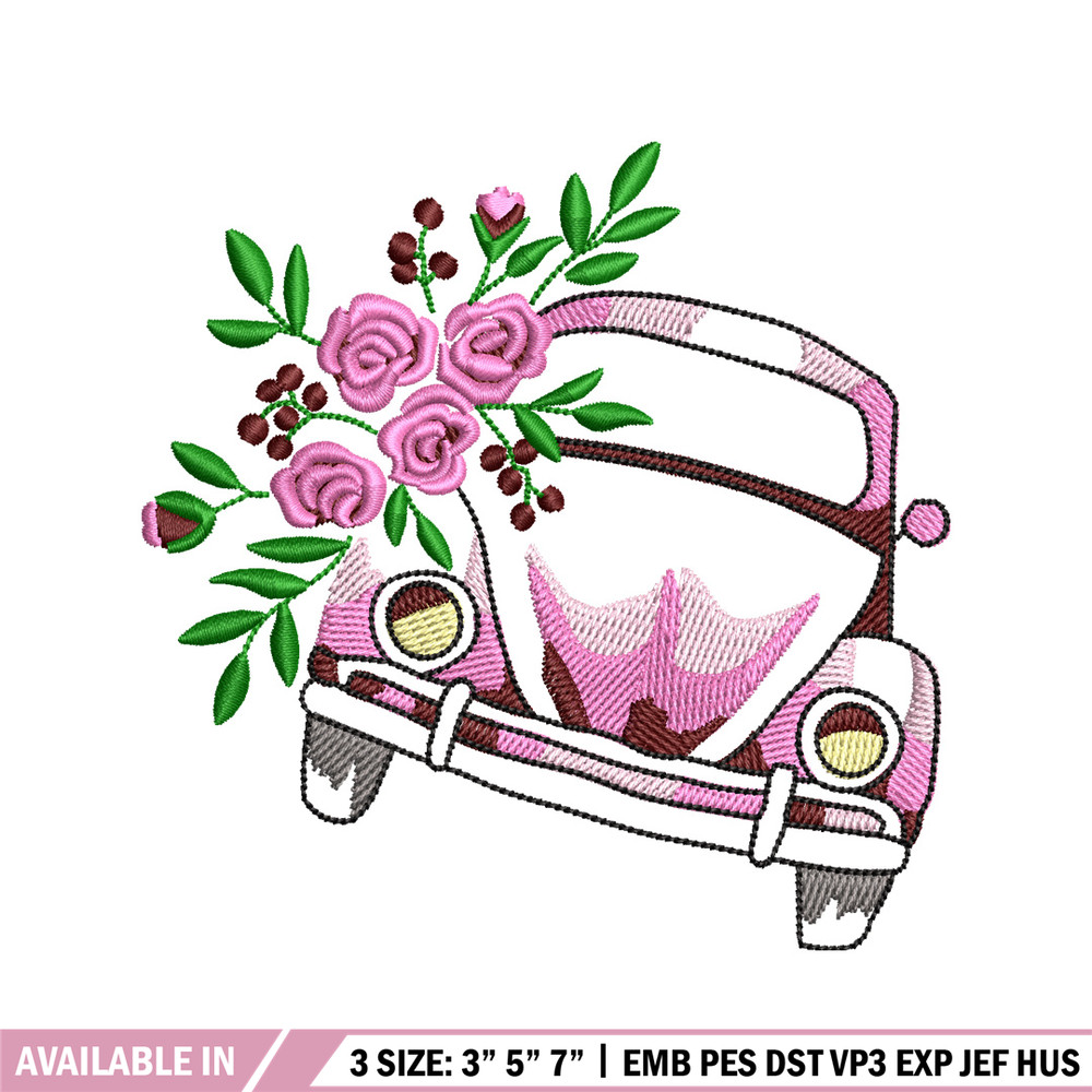 Car flower embroidery design, Car flower embroidery, logo design, embroidery file, logo shirt, Digital download..jpg