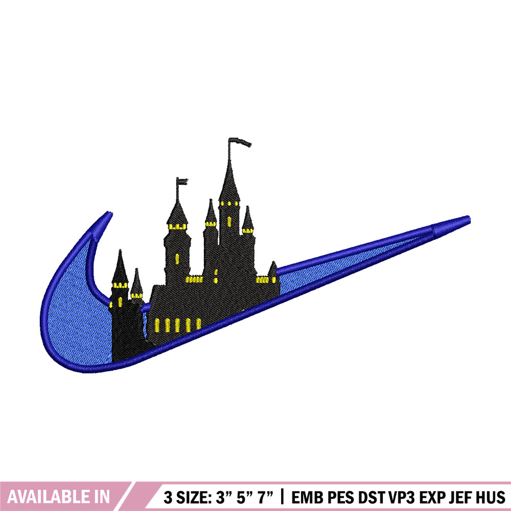 Castle Nike embroidery design, Castle embroidery, nike design, embroidery file, logo shirt, Digital download 1.jpg