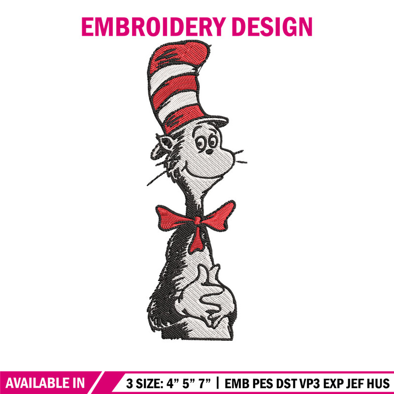 Cat in the Hat Logo Embroidery Design, Dr Seuss Embroidery, Embroidery File, Embroidery design, Digital download..jpg