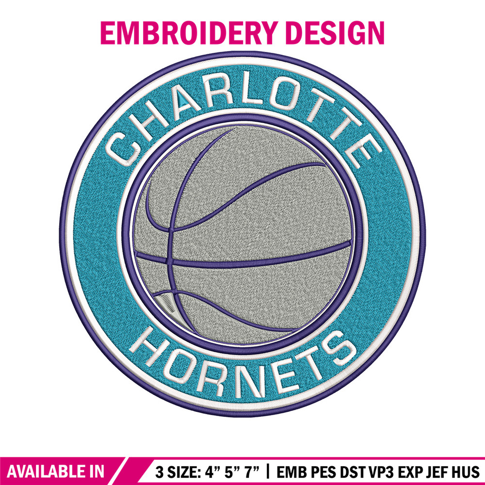 Charlotte Hornets Logo embroidery design, NBA embroidery, Sport embroidery, Embroidery design, Logo sport embroidery..jpg
