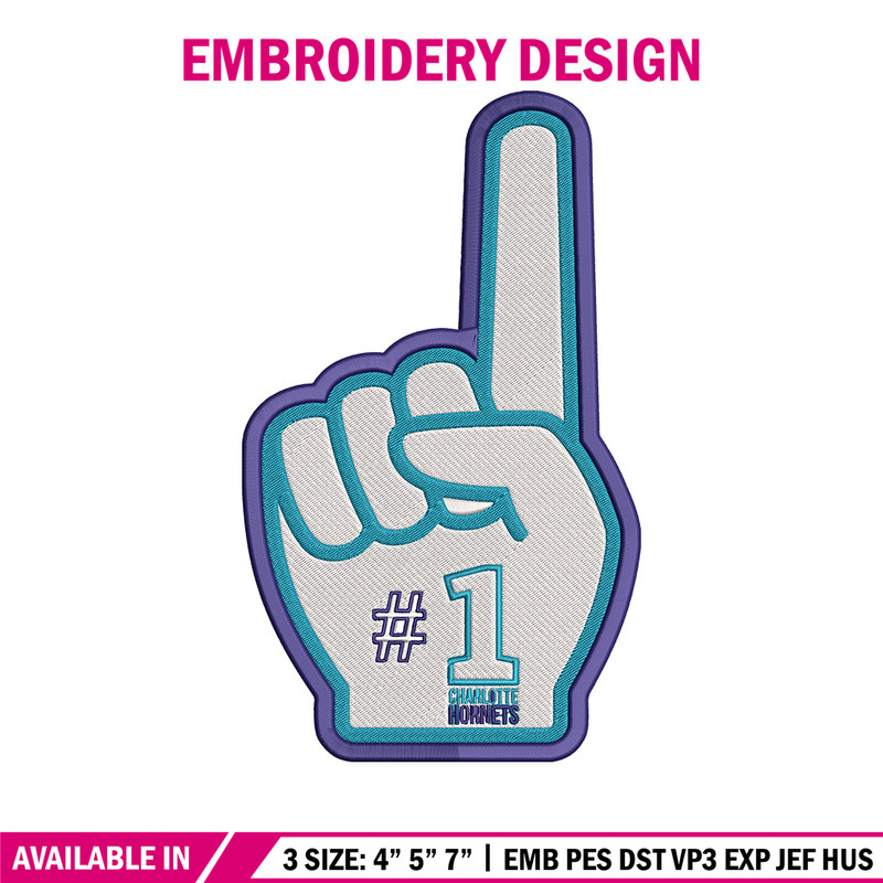 Charlotte Hornets NO 1 embroidery design, NBA embroidery, Sport embroidery, Embroidery design, Logo sport embroidery.jpg