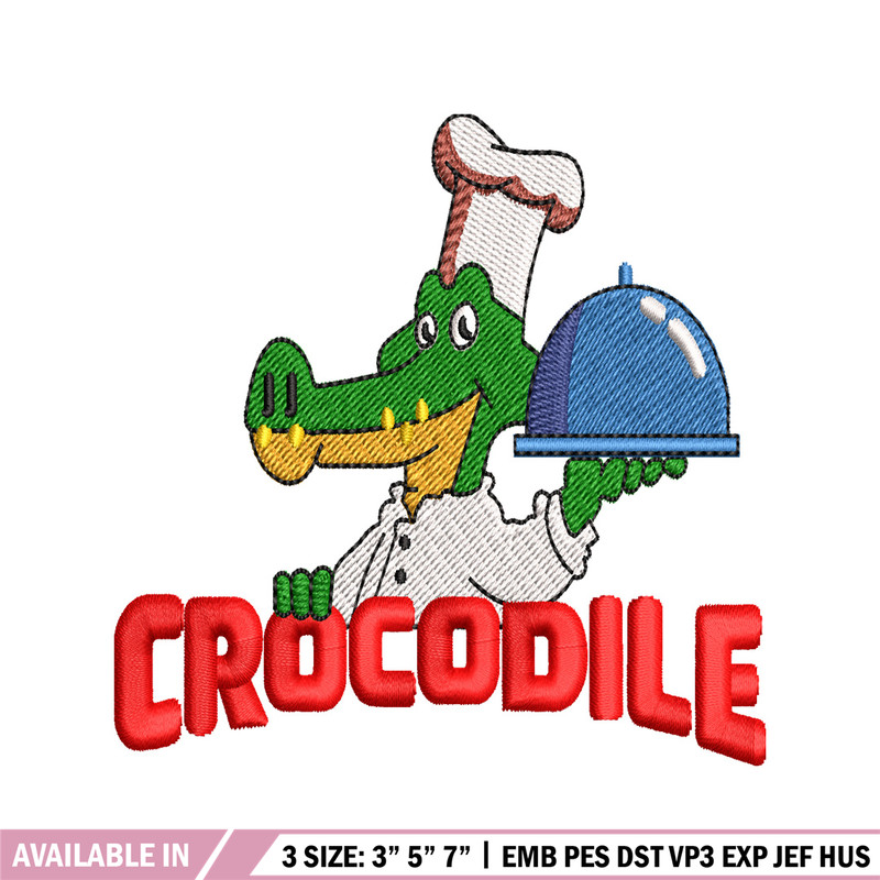 Crocodile chef embroidery design, Crocodile chef embroidery, embroidery file, logo design, logo shirt, Digital download 1.jpg