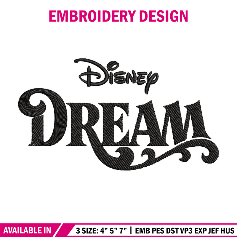 Disney Dream Embroidery Design, Disney logo Embroidery, Embroidery File, Embroidery design, Digital download..jpg