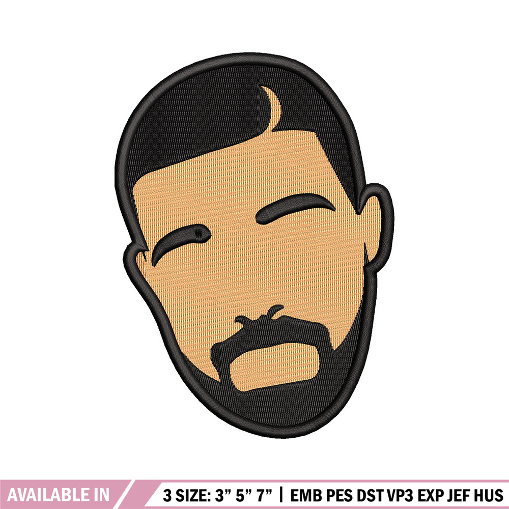 Drake face embroidery design, Drake embroidery, Embroidery file, Embroidery shirt, Emb design,Digital download.jpg