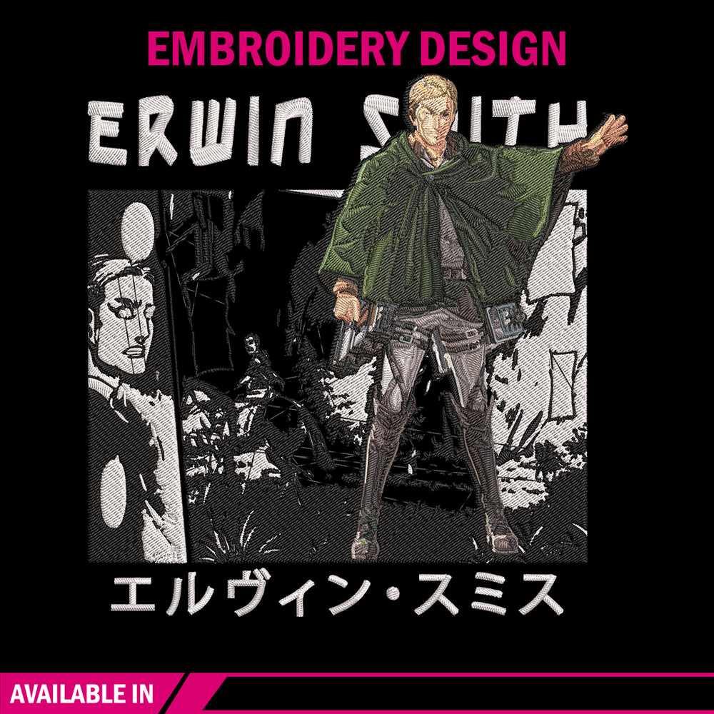Erwin Smith Embroidery Design, Aot Embroidery, Embroidery File, Anime Embroidery, Anime shirt, Digital download.jpg
