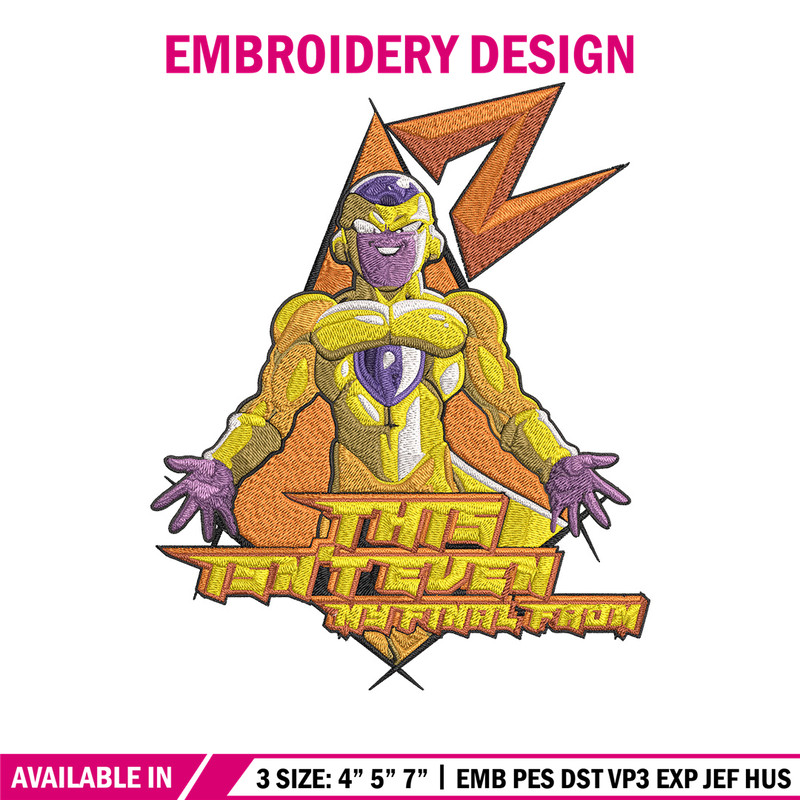 Frieza gold Embroidery Design, Dragonball Embroidery, Embroidery File, Anime Embroidery, Anime shirt, Digital download..jpg