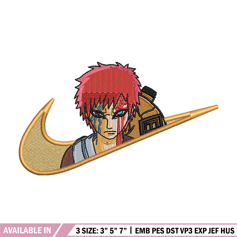 Gaara nike embroidery design, Naruto embroidery, Nike design, Embroidery shirt, Embroidery file, Digital download.jpg