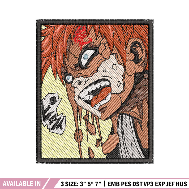 Gaara rectangle embroidery design, Naruto embroidery, Anime design, Embroidery shirt, Embroidery file, Digital download.jpg
