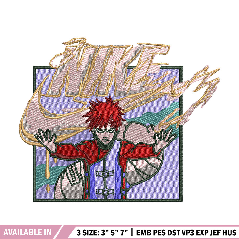 Gaara x nike embroidery design, Naruto embroidery, Nike design, Embroidery shirt, Embroidery file, Digital download.jpg