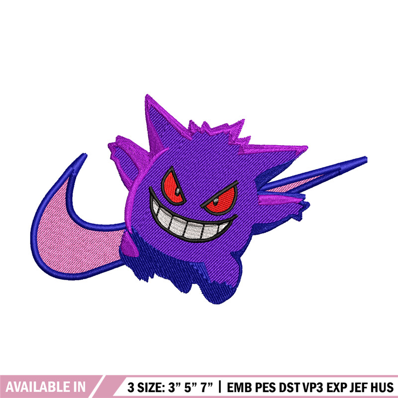 Gengar Nike embroidery design, Pokemon embroidery, nike design, anime design, anime shirt, Digital download.jpg