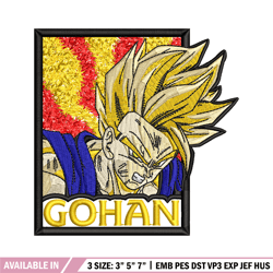 gohan poster embroidery design, dragonball embroidery, anime design, embroidery shirt