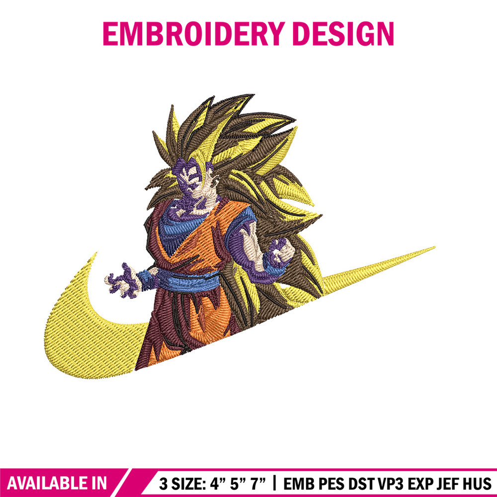 Goku ssj 3 Embroidery Design, Dragonball Embroidery, Embroidery File, Nike Embroidery, Anime shirt, Digital download.jpg