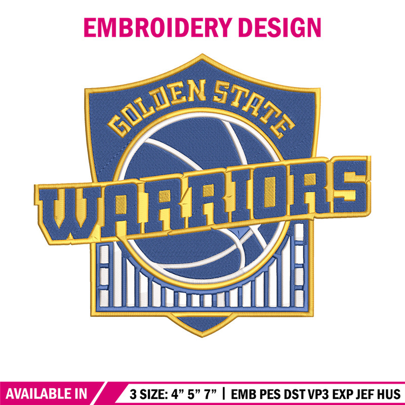 Golden State Warriors logo embroidery design, NBA embroidery,Sport embroidery, Embroidery design,Logo sport embroidery.jpg