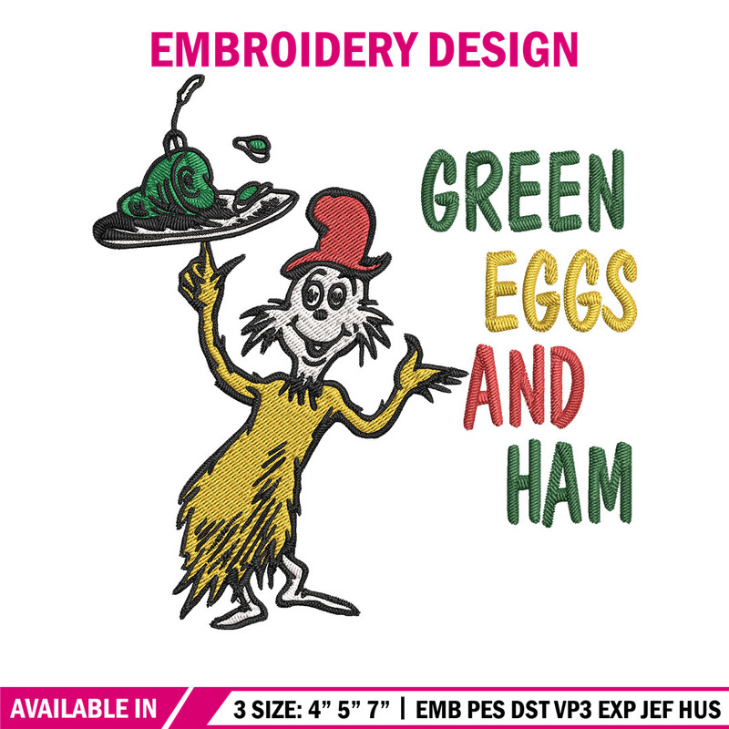 Green eggs and ham Embroidery Design, Dr Seuss Embroidery, Embroidery File, Embroidery design, Digital download.jpg