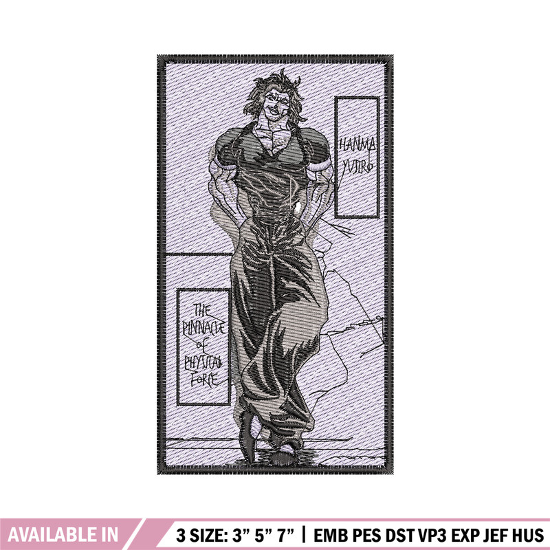 Hanma yujiro embroidery design, Baki embroidery, Anime design, Embroidery shirt, Embroidery file, Digital download.jpg