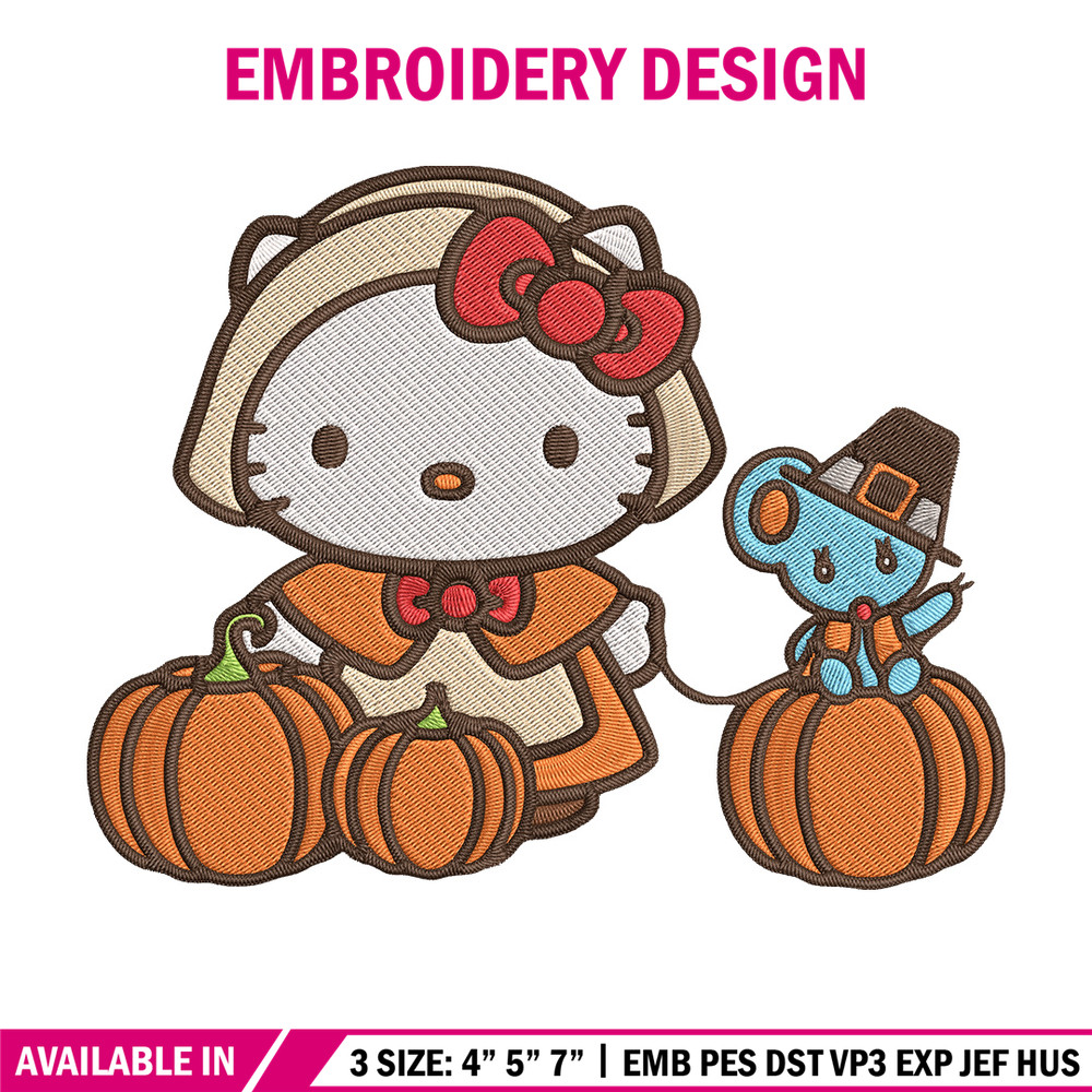 Hello kitty pumpkin Embroidery Design, Hello kitty Embroidery, Embroidery File, Anime Embroidery, Digital download.jpg