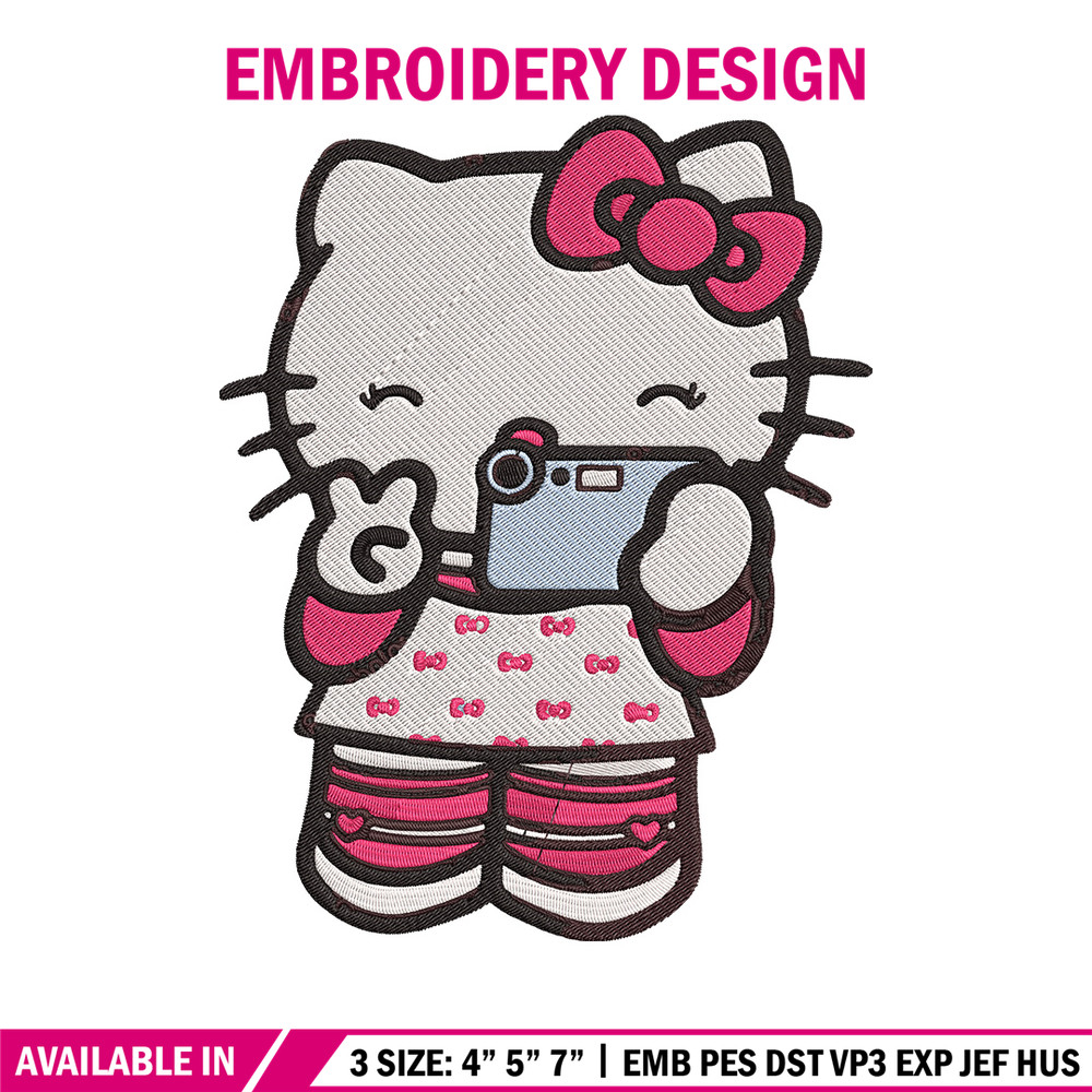 Hello kitty selfie Embroidery Design, Hello kitty Embroidery, Embroidery File, Anime Embroidery, Digital download.jpg