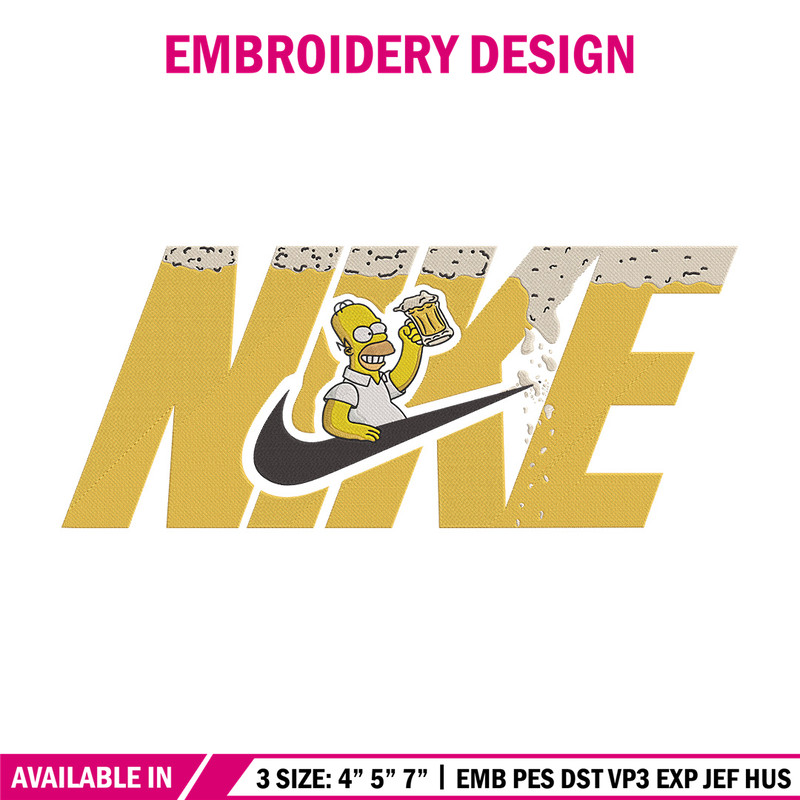 Homer x nike Embroidery Design, Simpson Embroidery, Embroidery File, Nike Embroidery, Anime shirt, Digital download.jpg