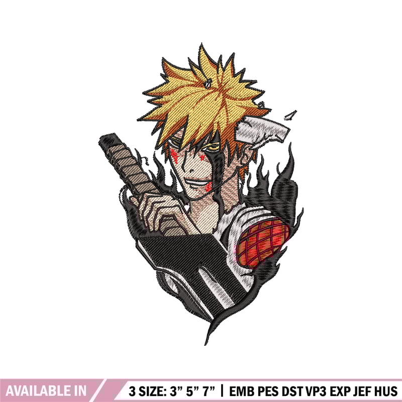 Ichigo kurosaki embroidery design, Bleach embroidery, embroidery file, anime design, anime shirt, Digital download.jpg