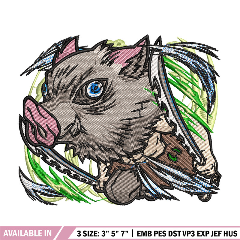 Inosuke embroidery design, Kimetsu no Yaiba embroidery, embroidery file, anime design, anime shirt, Digital download.jpg