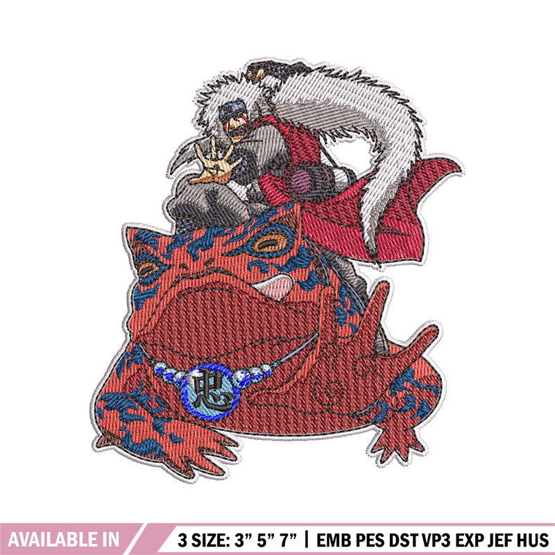 Jiraiya frog embroidery design, Naruto embroidery, Anime design, Embroidery shirt, Embroidery file, Digital download.jpg