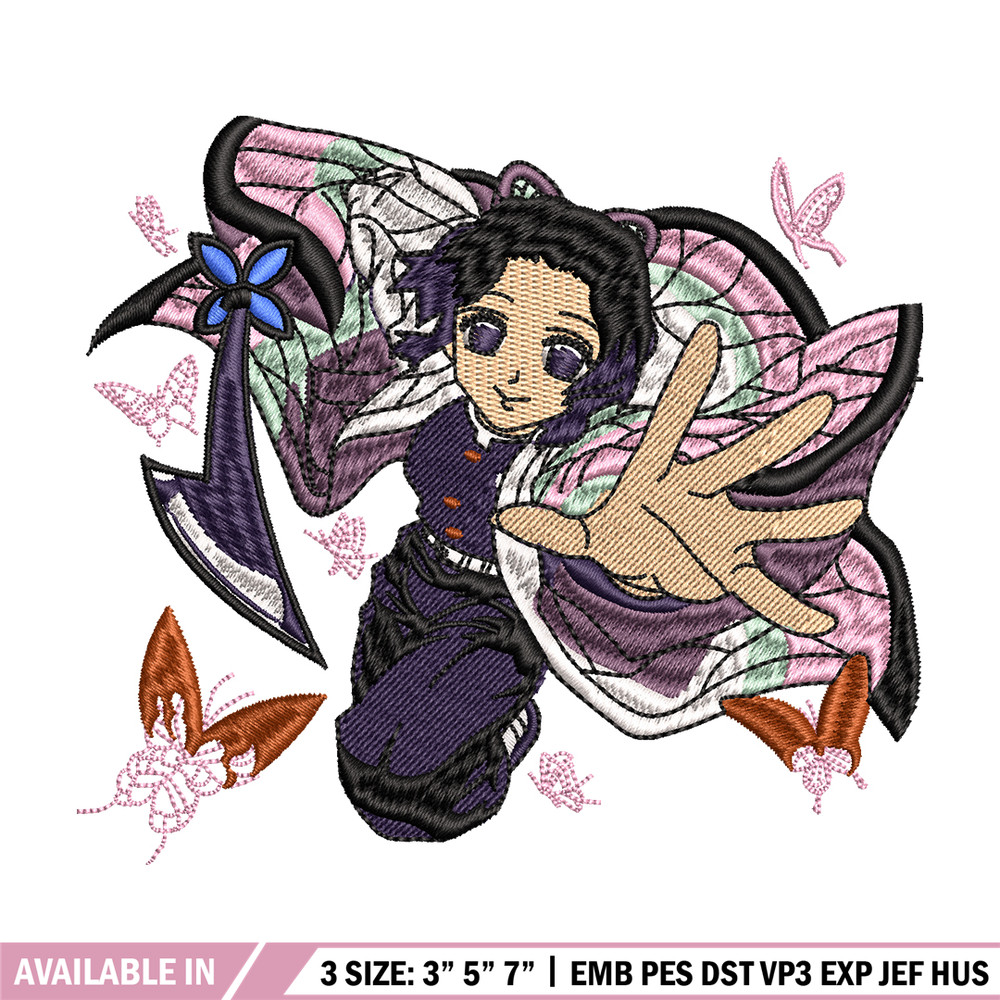 Kochou Shinobu embroidery design, Kimetsu no Yaiba embroidery, logo design, anime design, anime shirt, Digital download.jpg