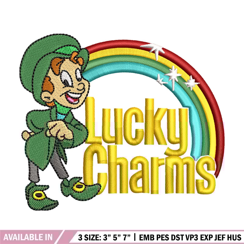 Lucky charms embroidery design, Lucky embroidery, Embroidery file, Embroidery shirt, Emb design,Digital download.jpg