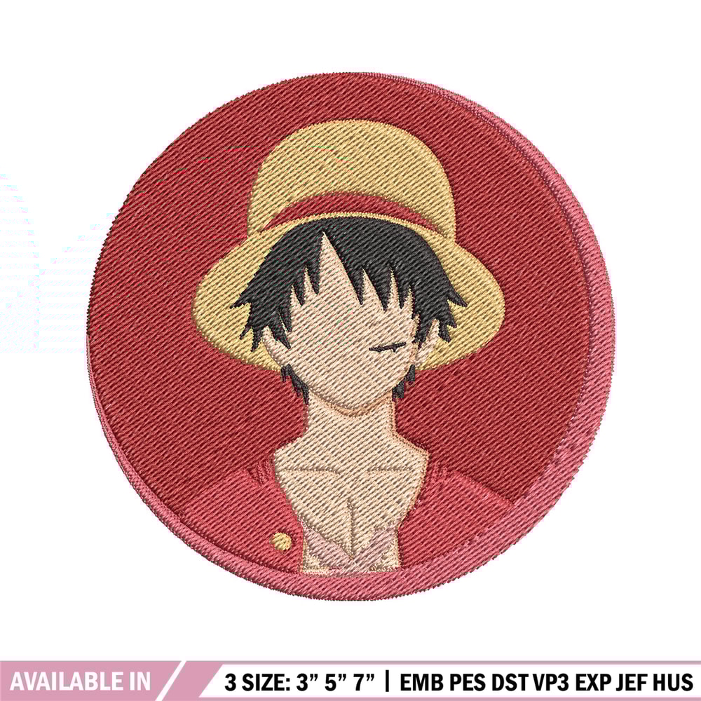 Luffy circle embroidery design, One piece embroidery, Anime design, Embroidery file, Embroidery shirt, Digital download.jpg