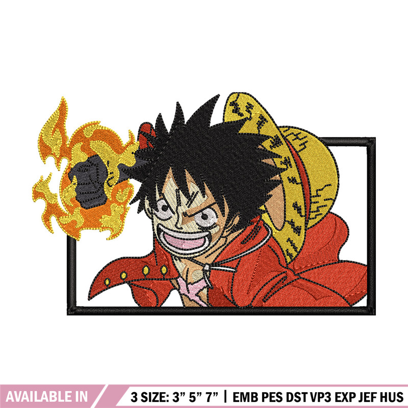 Luffy fire embroidery design, One piece embroidery, Anime design, Embroidery shirt, Embroidery file, Digital download.jpg