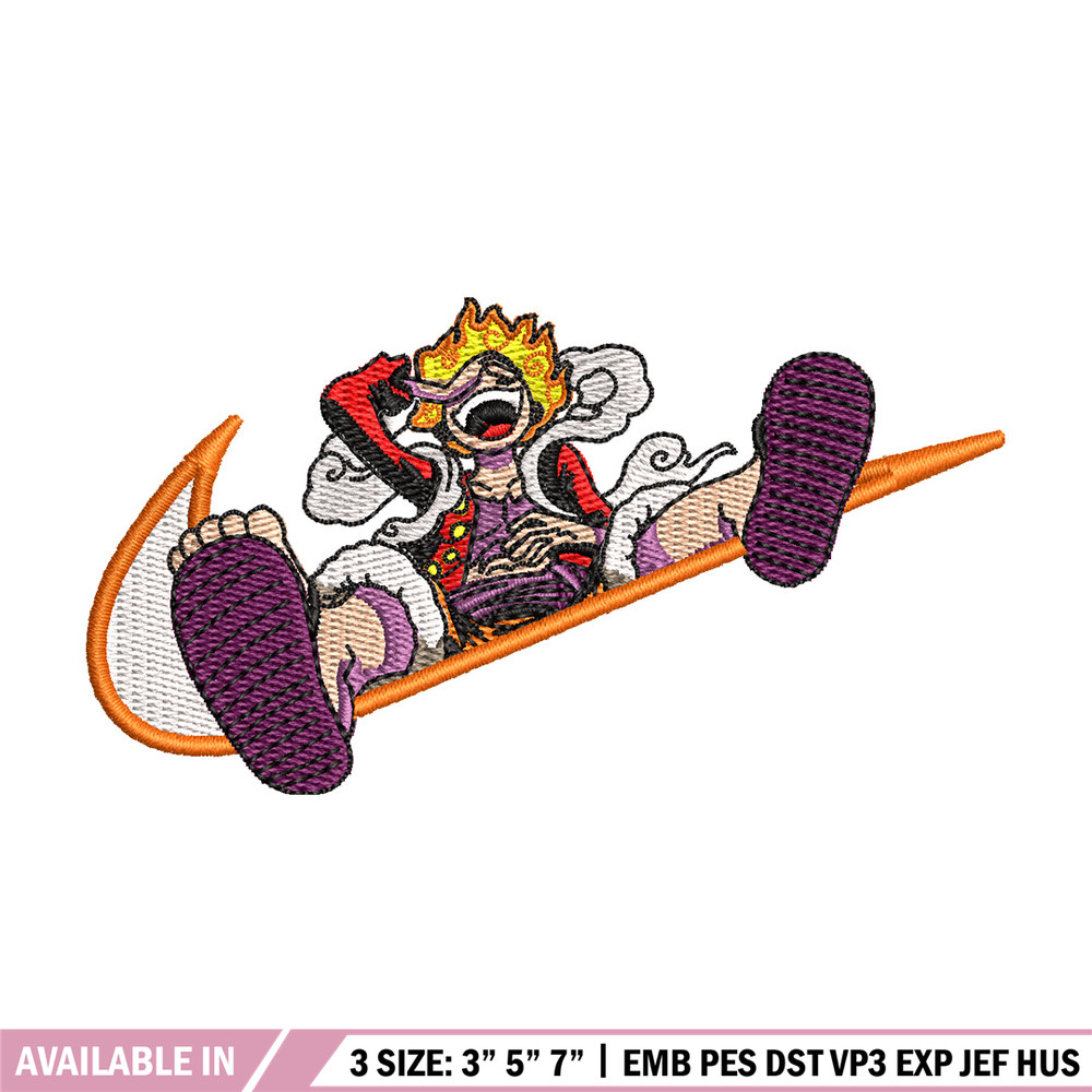 Luffy gear nike embroidery design, One piece embroidery,Nike design, Embroidery shirt, Embroidery file, Digital download.jpg